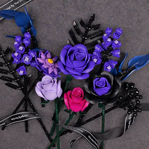 Puzzloria™ | Purple Rose Bouquet Building Block Set