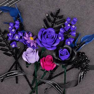 Puzzloria™ | Purple Rose Bouquet Building Block Set - Puzzloria