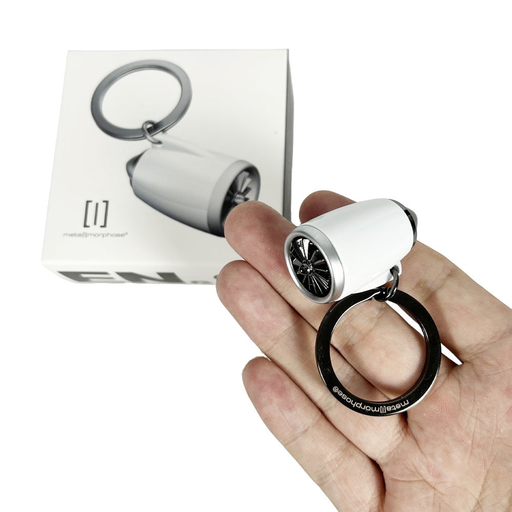 Belgian MTM aircraft turbofan engine keychain with movable rotating blades and interactive design