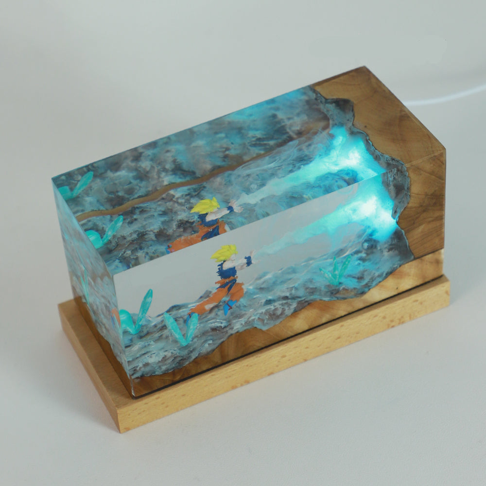 Dragon Ball Z Kakarot premium resin RGB night light desktop decoration with wooden base
