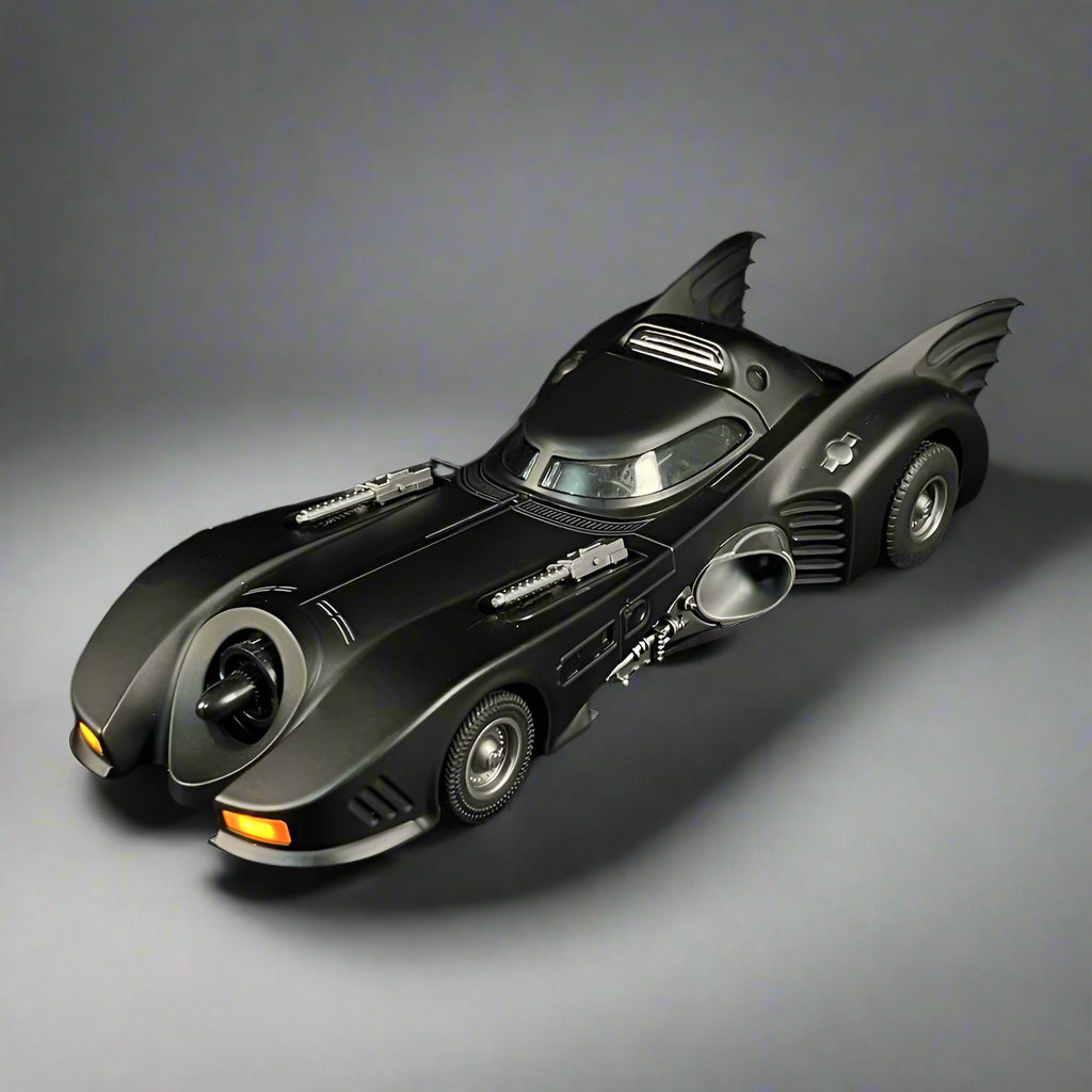 High-quality 1:18 scale Batmobile replica model with authentic movie details, LED lighting, and interactive features for collectors