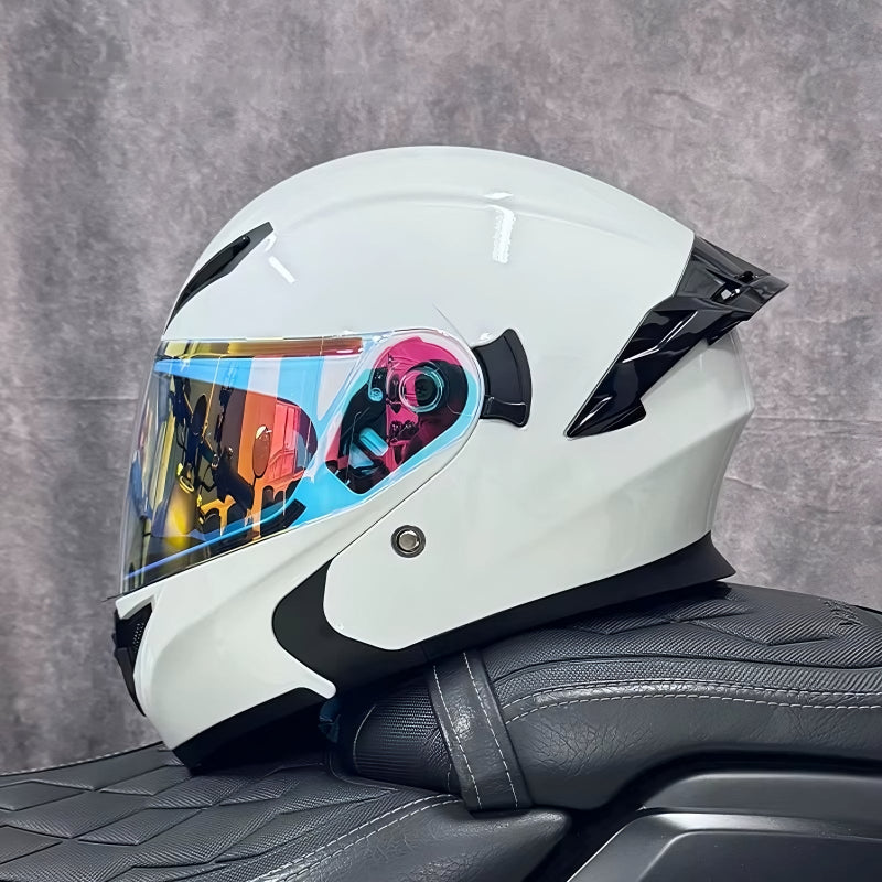 Flip-Up Motorcycle Helmet with Dual Sun Visor - Professional Protective Gear for Men & Women (DOT Approved)