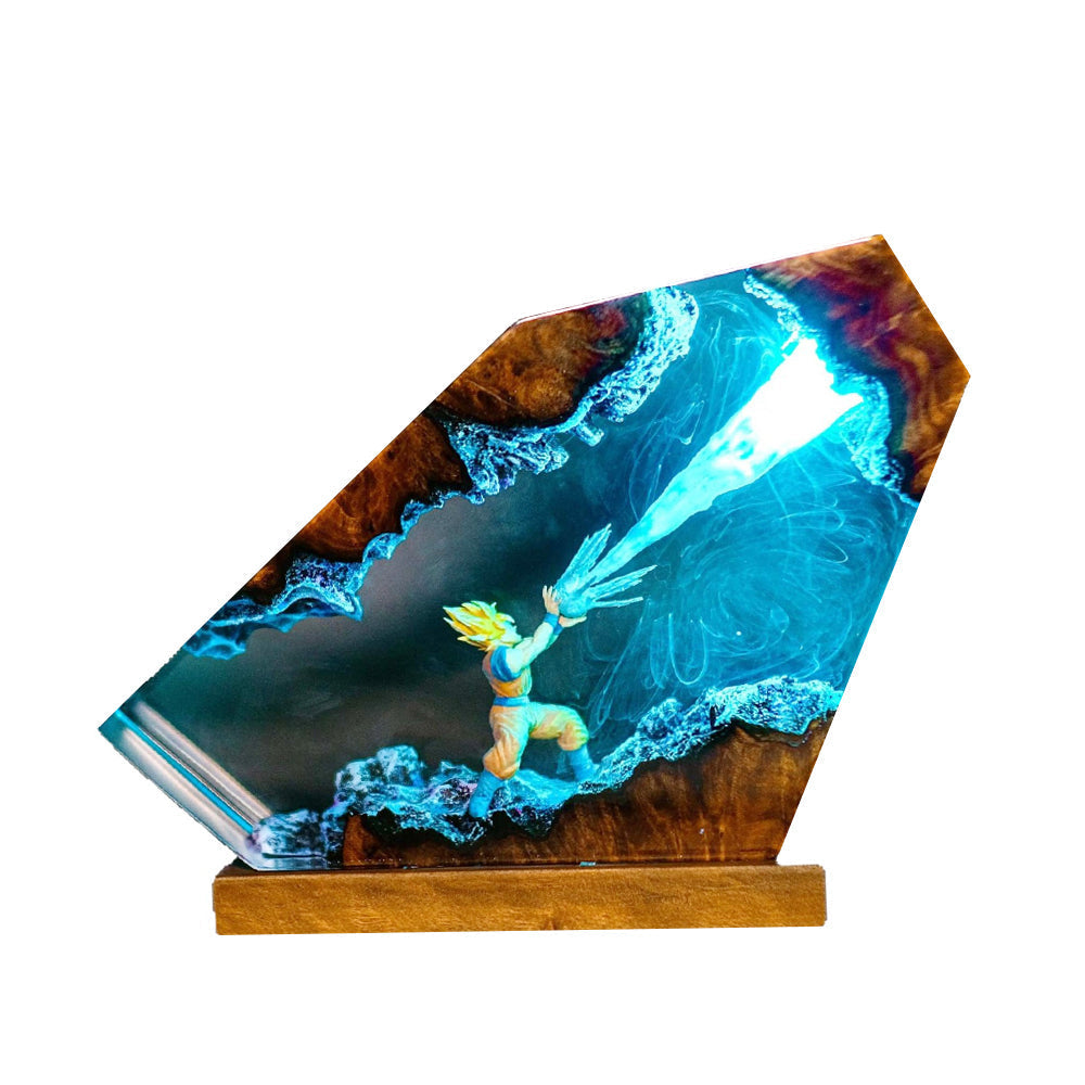 Dragon Ball Z Kakarot premium resin RGB night light desktop decoration with wooden base