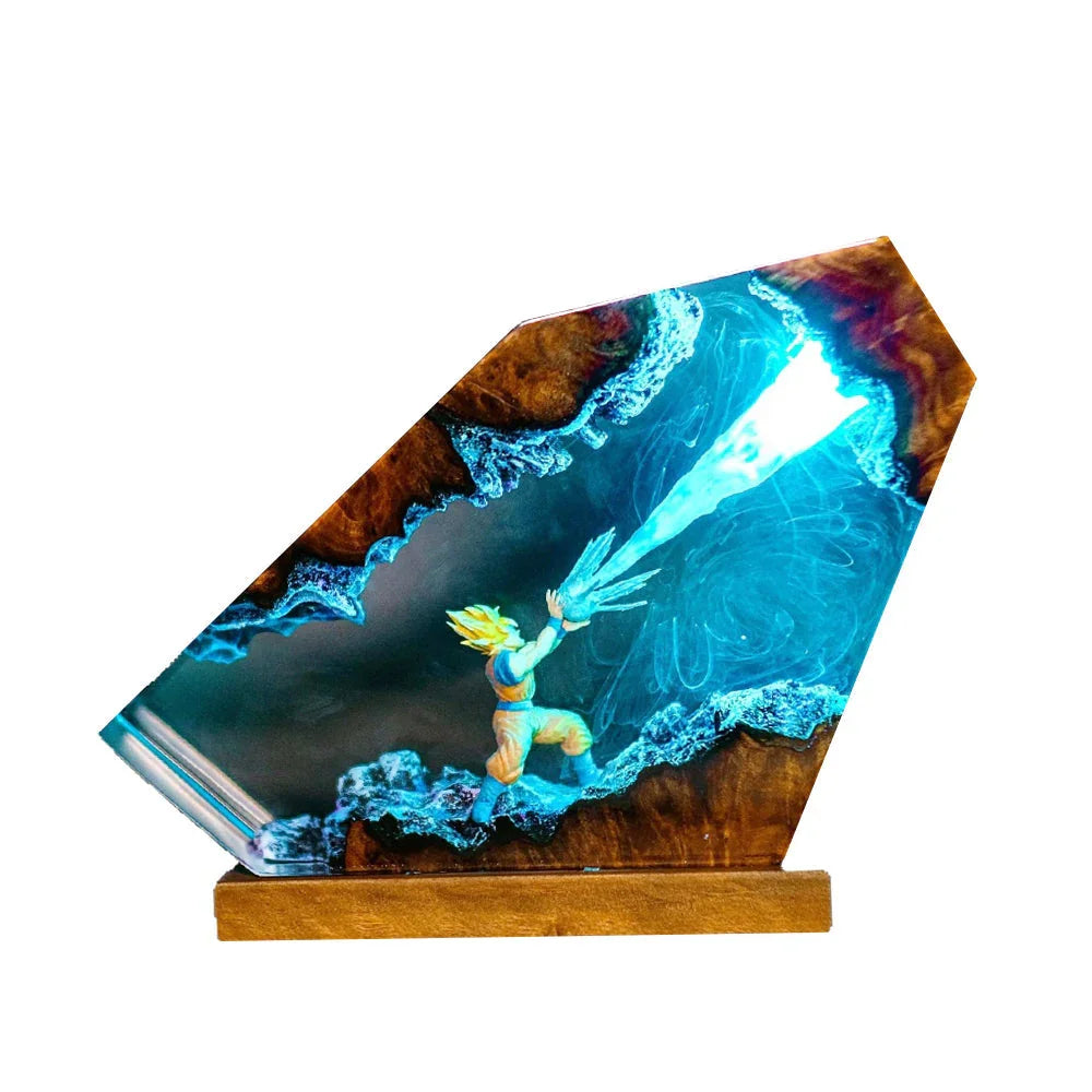 Dragon Ball Z Kakarot premium resin RGB night light desktop decoration with wooden base