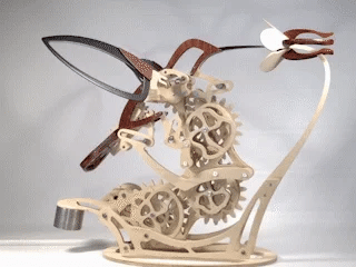 Puzzloria | Kinetic Hummingbird Sculpture - 3D Wooden Mechanical Puzzle Kit