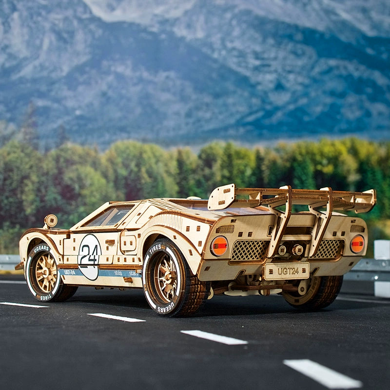 Puzzloria UGT-24 Endurance Racer wooden model kit with detailed race car design