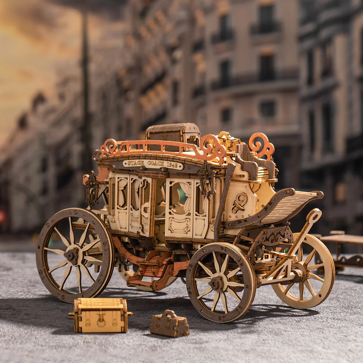 Puzzloria | Victorian Stagecoach Musical Mechanical Kit
