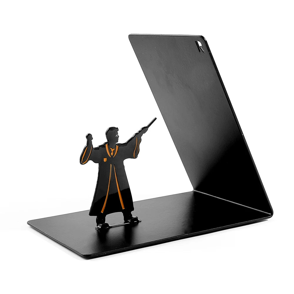 Premium metal bookend stand with heroic character silhouette design for book organization and display - Harry Potter