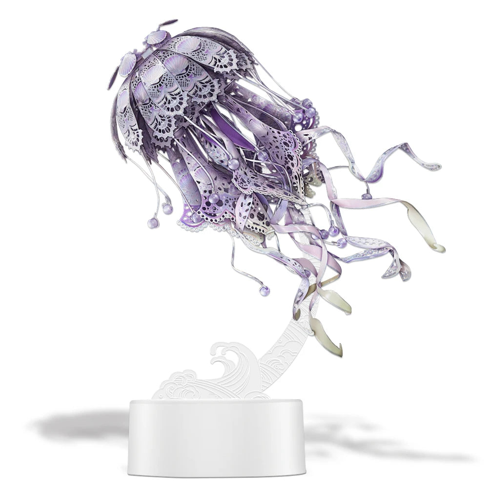 Puzzloria | 3D Metal Puzzle Jellyfish Kit - 61 Piece Stainless Steel DIY Assembly Model Building Set for Adults
