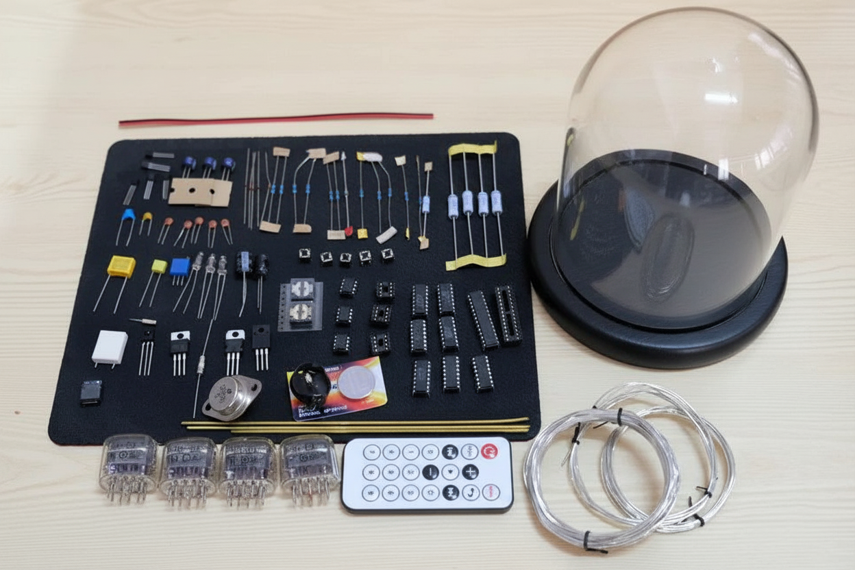 Handmade DIY IN12 Nixie Tube Clock Sets Vintage Table Clocks with Transparent Glass Cover Office Desktop Decoration Accessories