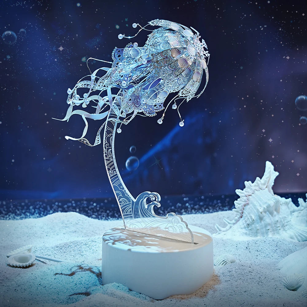 Puzzloria | 3D Metal Puzzle Jellyfish Kit - 61 Piece Stainless Steel DIY Assembly Model Building Set for Adults