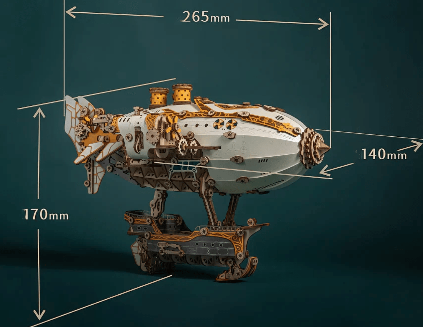 Puzzloria™ | Steampunk Navigator Airship 3D Wooden Puzzle Kit - Puzzloria