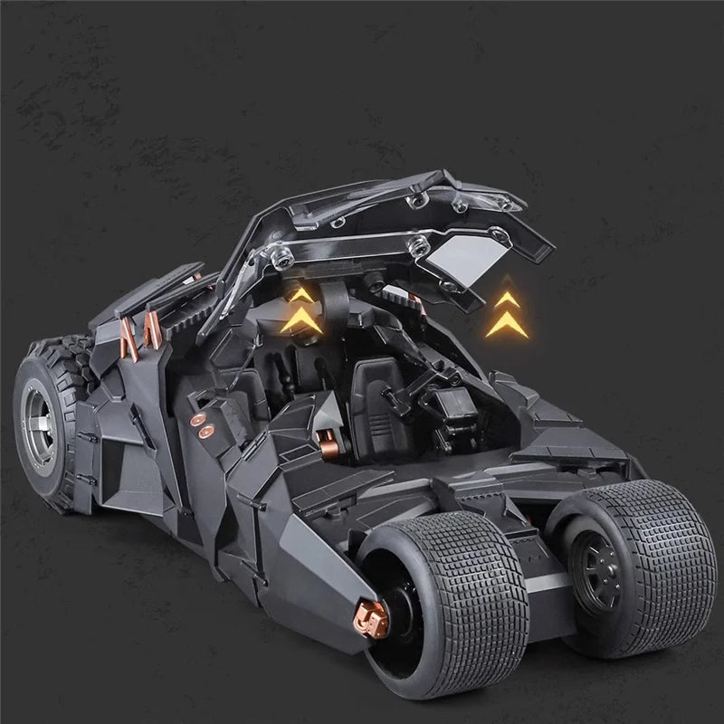High-quality 1:18 scale Batmobile replica model with authentic movie details, LED lighting, and interactive features for collectors