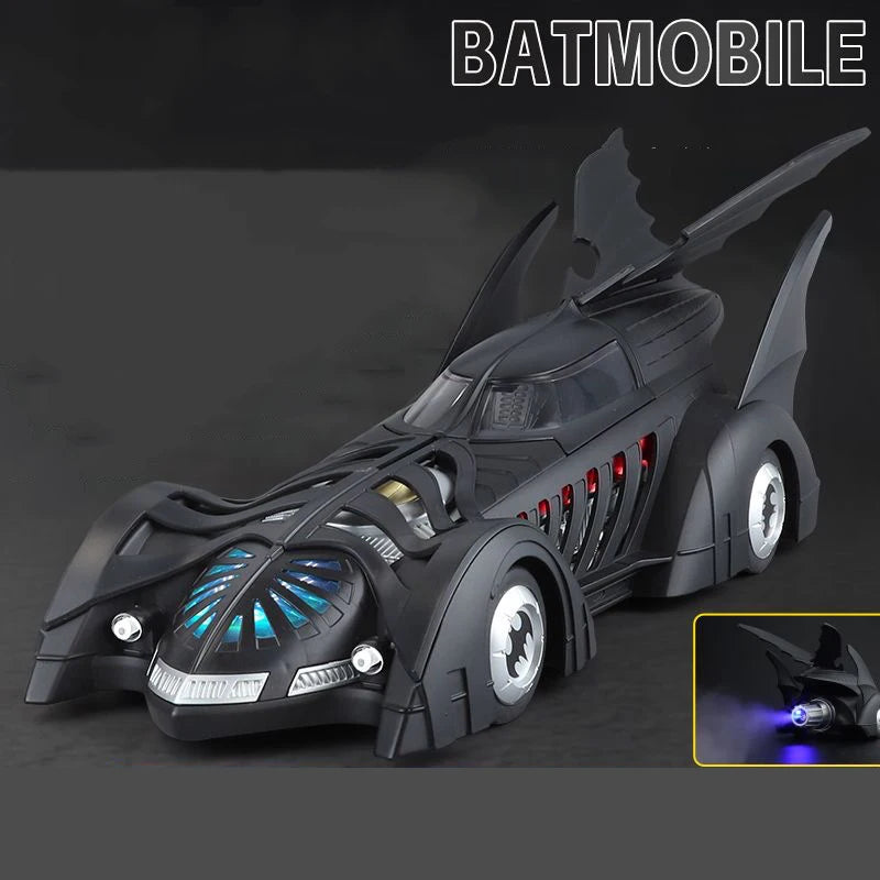 High-quality 1:18 scale Batmobile replica model with authentic movie details, LED lighting, and interactive features for collectors