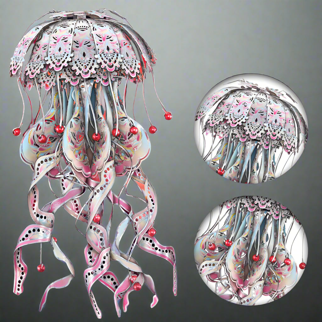 Puzzloria | 3D Metal Puzzle Jellyfish Kit - 61 Piece Stainless Steel DIY Assembly Model Building Set for Adults