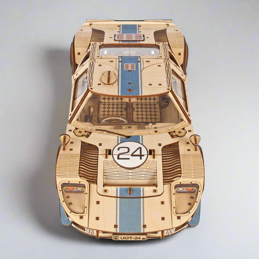 Puzzloria UGT-24 Endurance Racer wooden model kit with detailed race car design