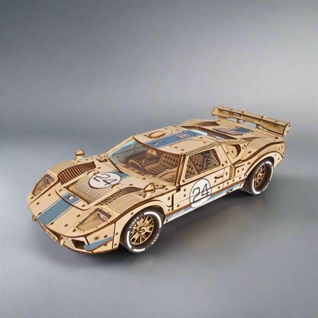 Puzzloria UGT-24 Endurance Racer wooden model kit with detailed race car design