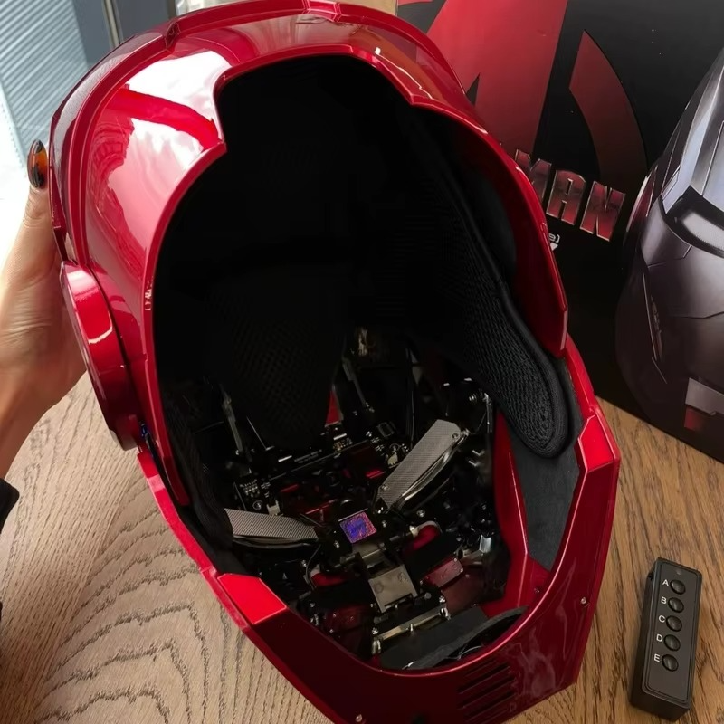 Premium Iron Man helmet collectible with LED lighting and voice control features for cosplay and display