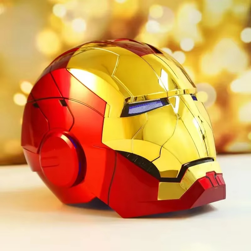 Premium Iron Man helmet collectible with LED lighting and voice control features for cosplay and display