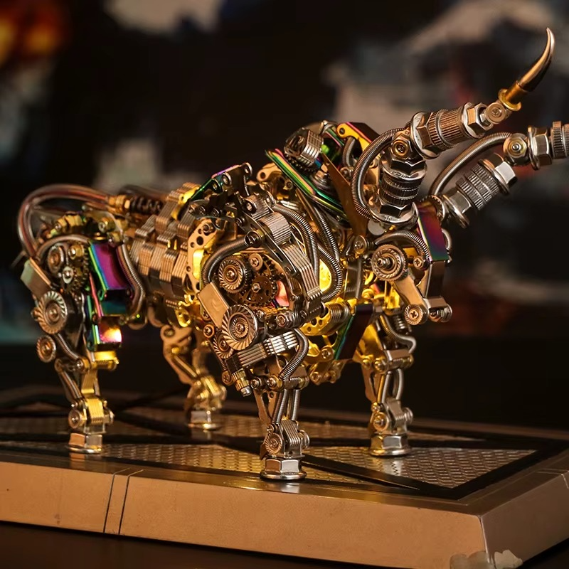 Puzzloria™ | DIY 3D Metal Mechanical Bull Animal Model Assembly Kit 1087Pcs