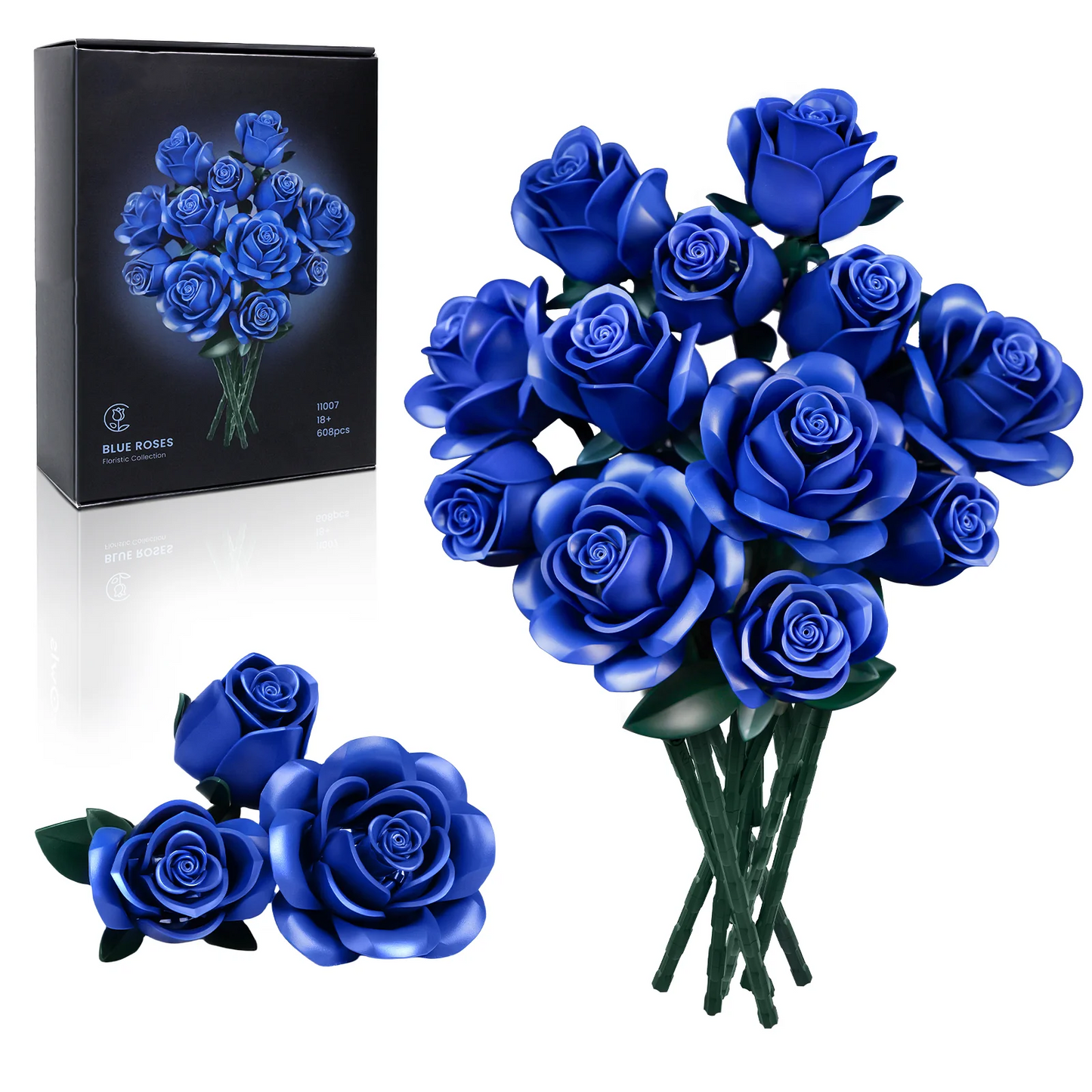 Puzzloria™ | Eternal Blue Rose Bouquet Building Set
