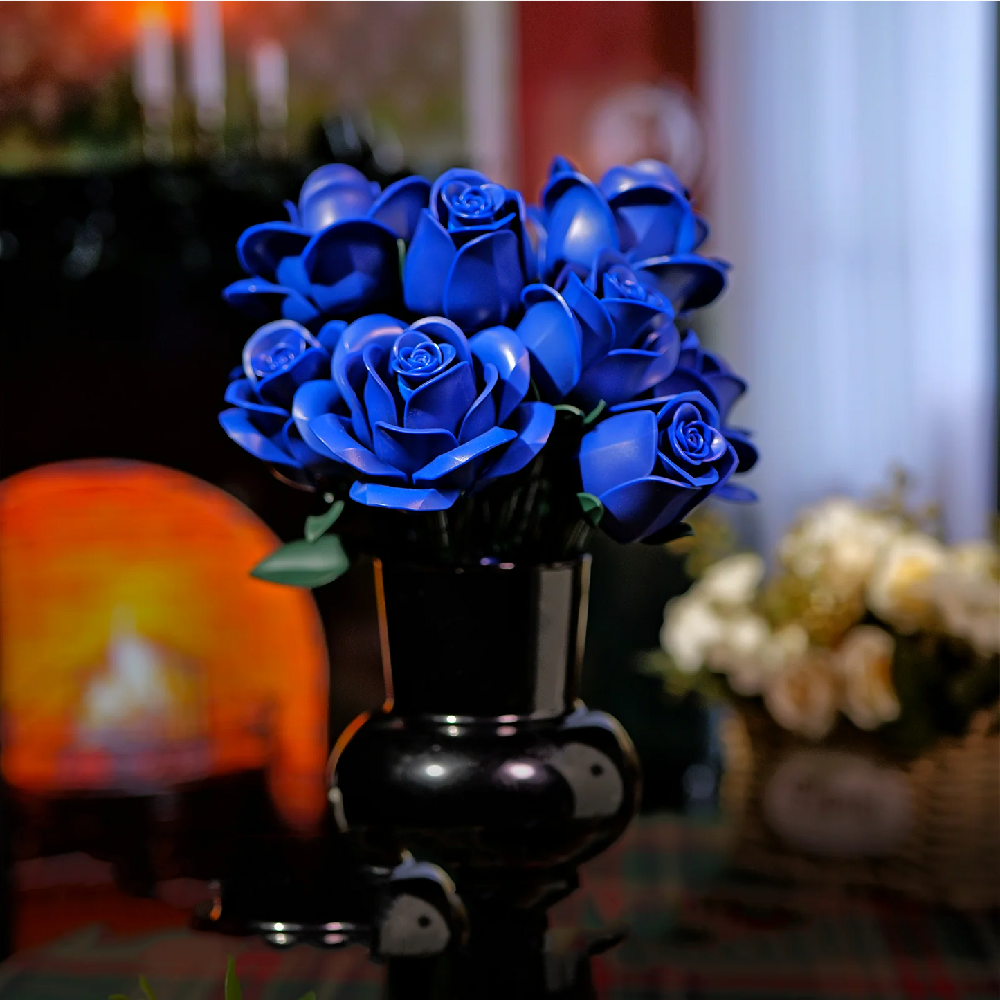 Puzzloria™ | Eternal Blue Rose Bouquet Building Set