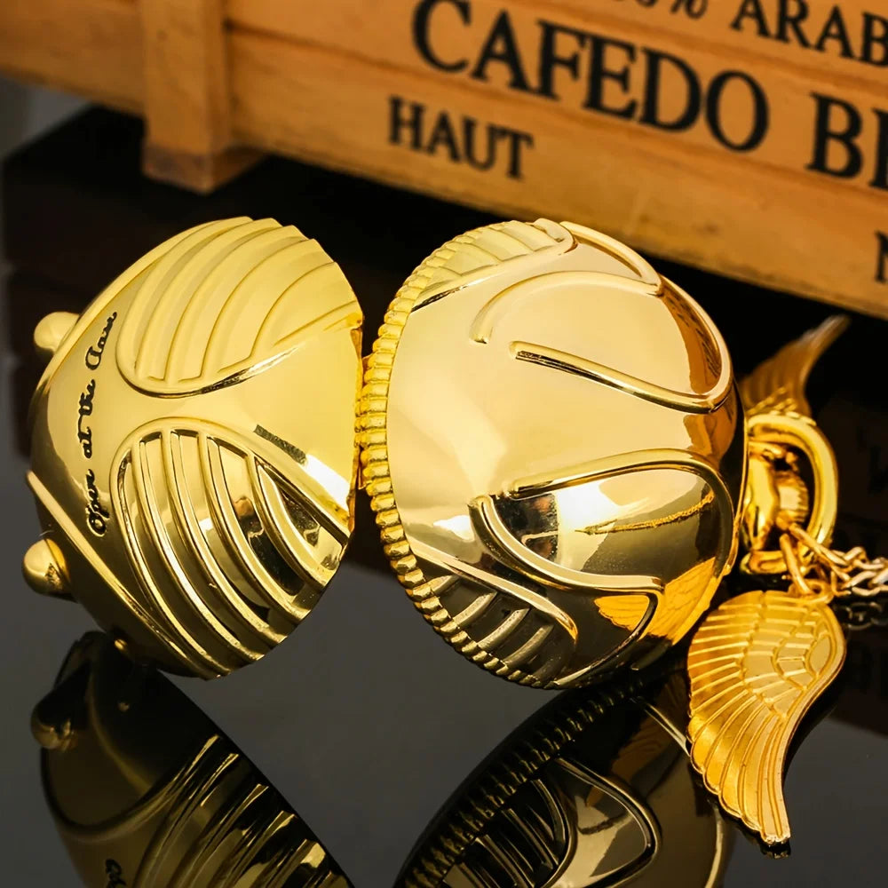 Golden Snitch spherical quartz pocket watch fashion sweater angel wing necklace pendant men and women pocket watch