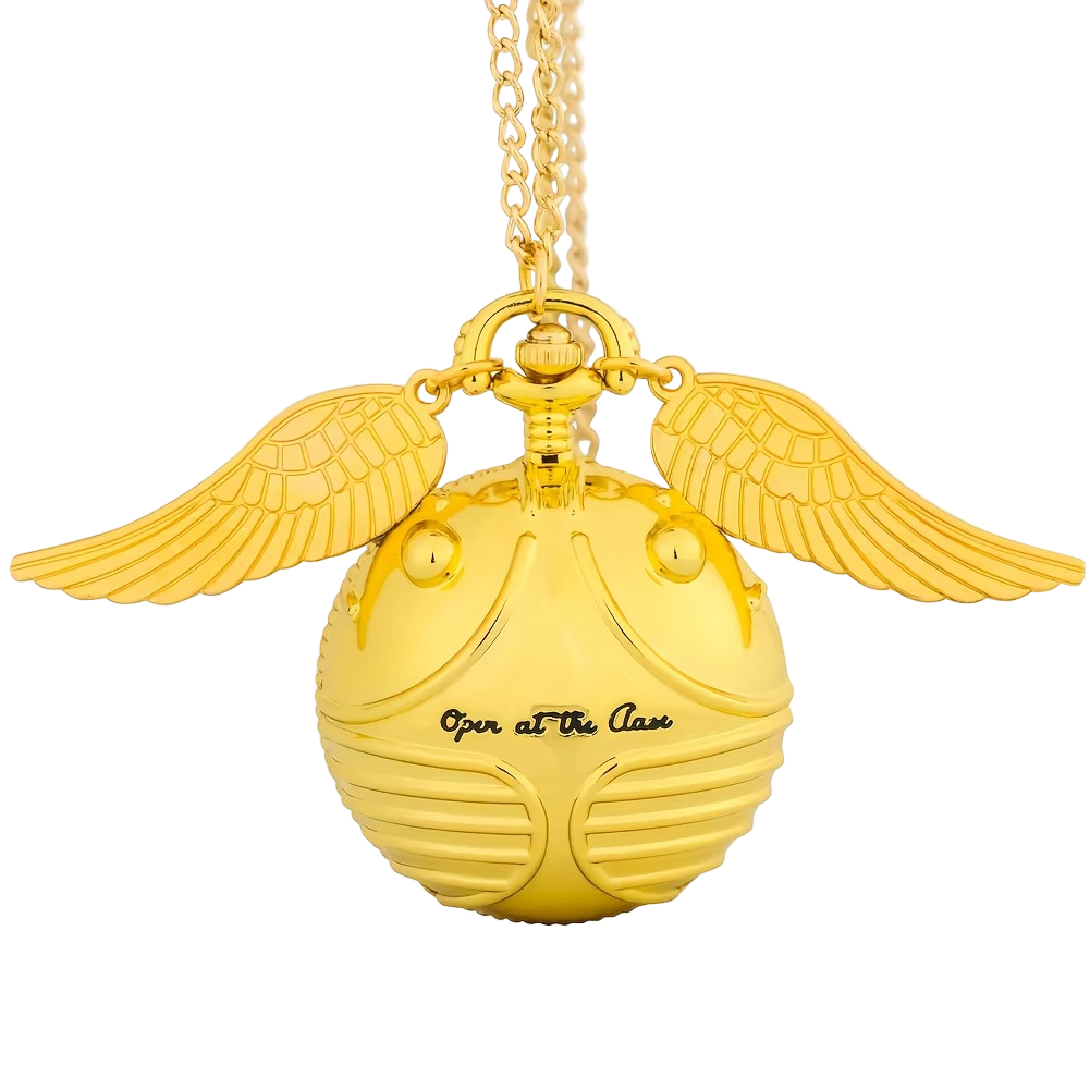 Golden Snitch spherical quartz pocket watch fashion sweater angel wing necklace pendant men and women pocket watch