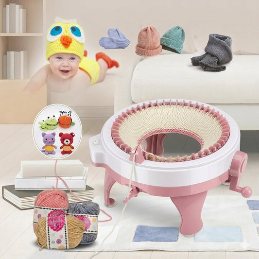 hand crank knitting machine circular loom DIY craft kit for hats scarves socks beginner knitting loom Advanced - 48 Needle Basic