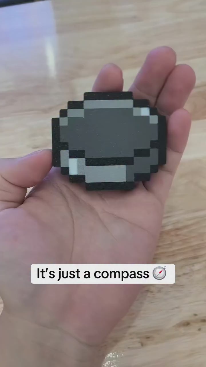 Minecraft-inspired compass navigation tool pixelated design