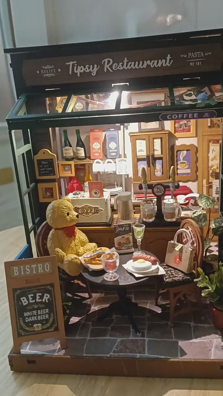 Puzzloria™ | DIY Miniature French Bistro Kit - Tipsy Restaurant Video Review Thumbnail