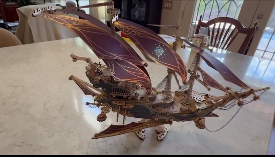Puzzloria™ | Secrets of the Aether 3D Steampunk Pirate Ship Wooden Assembly Kit Video Review Thumbnail