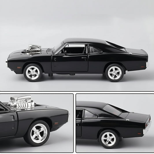 black 1970 charger diecast muscle car model with display base for desk decor man cave shelf gift black – Black, Blue, Red