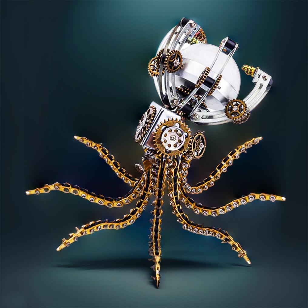 Puzzloria™ | DIY 3D Metal Steampunk Galaxy Craft Puzzle Mechanical Octopus with Desk Lamp Model-1060PCS - Puzzloria