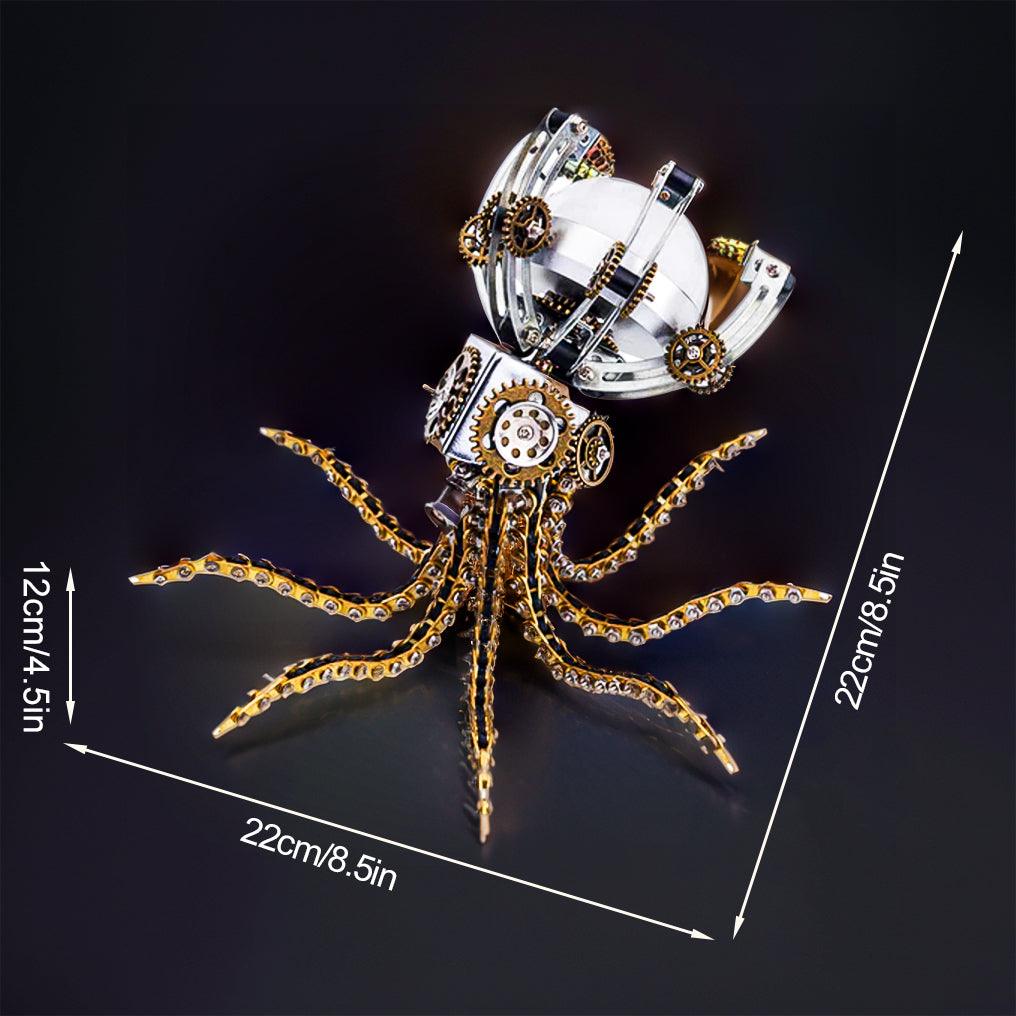 Puzzloria™ | DIY 3D Metal Steampunk Galaxy Craft Puzzle Mechanical Octopus with Desk Lamp Model-1060PCS - Puzzloria
