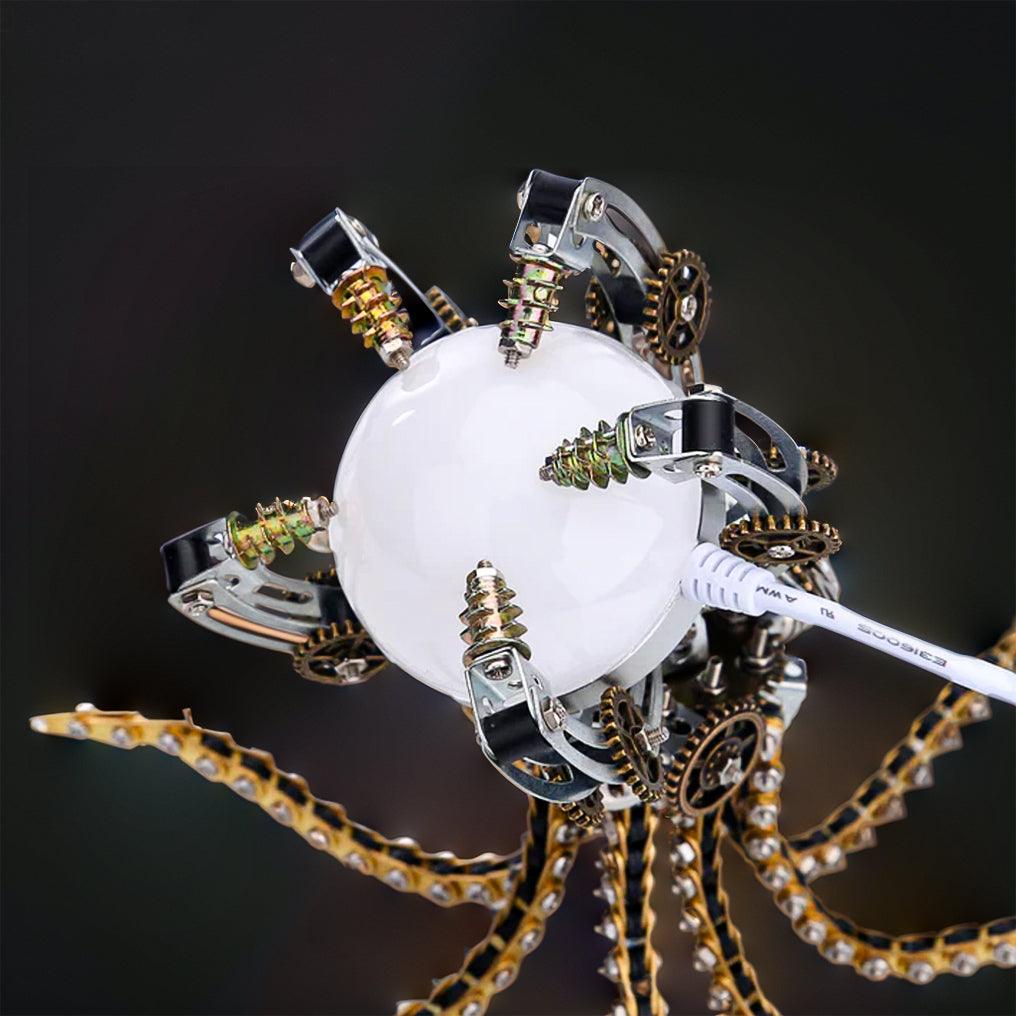 Puzzloria™ | DIY 3D Metal Steampunk Galaxy Craft Puzzle Mechanical Octopus with Desk Lamp Model-1060PCS - Puzzloria