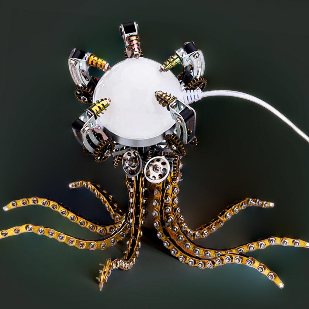 Puzzloria™ | DIY 3D Metal Steampunk Galaxy Craft Puzzle Mechanical Octopus with Desk Lamp Model-1060PCS - Puzzloria