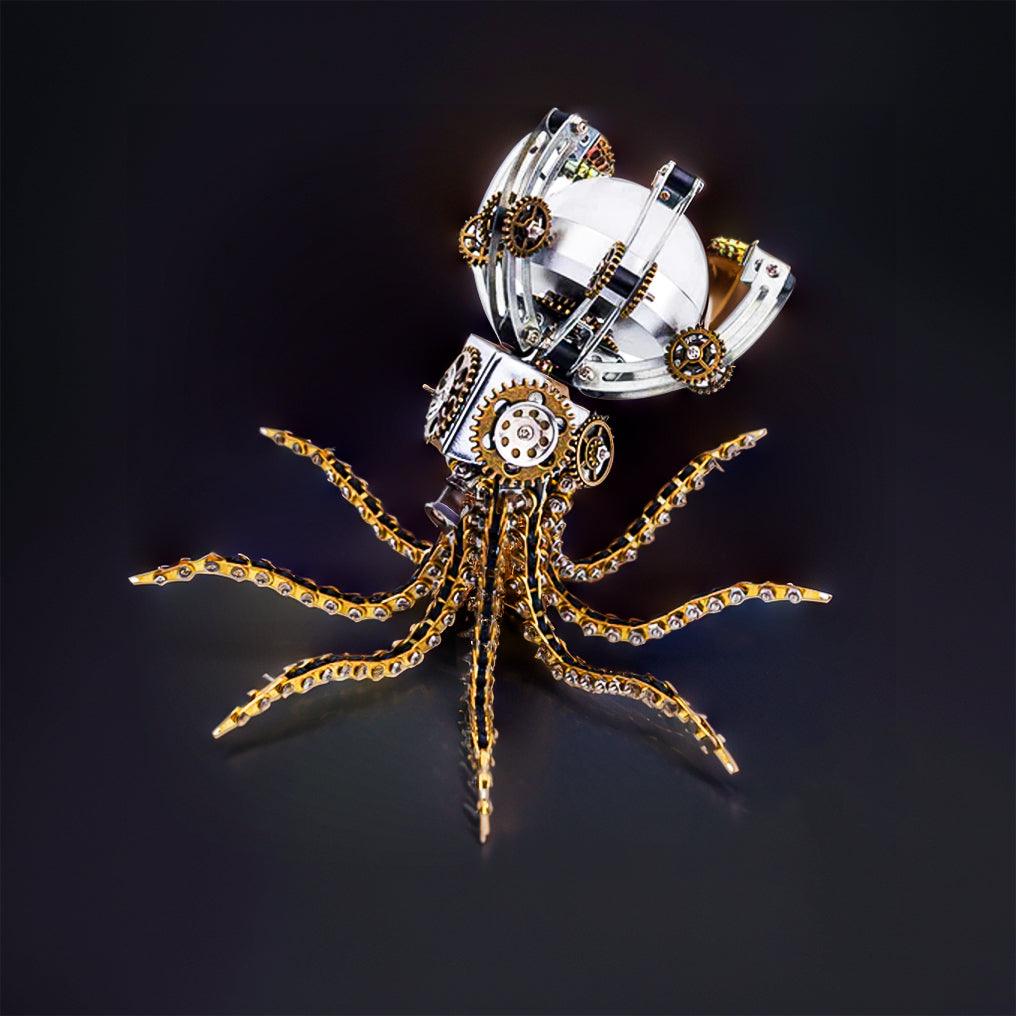 Puzzloria™ | DIY 3D Metal Steampunk Galaxy Craft Puzzle Mechanical Octopus with Desk Lamp Model-1060PCS - Puzzloria