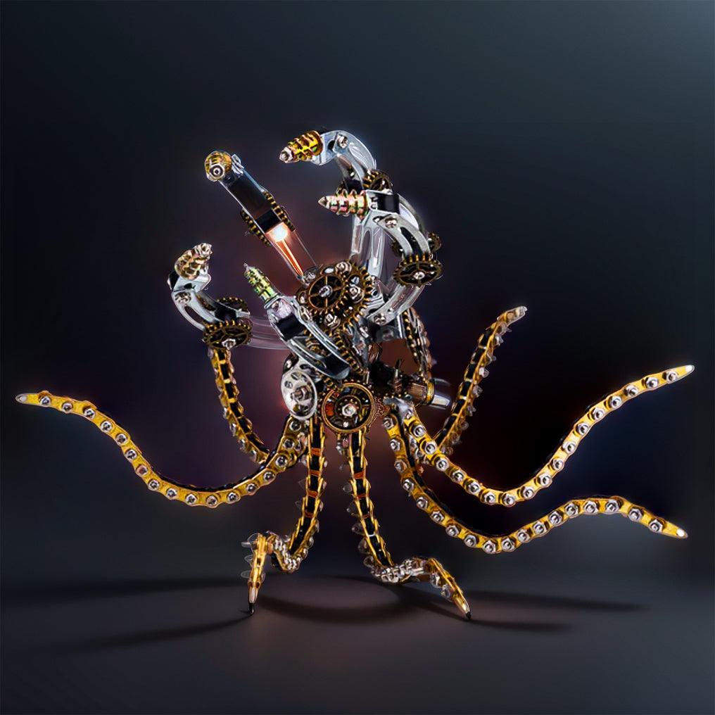 Puzzloria™ | DIY 3D Metal Steampunk Galaxy Craft Puzzle Mechanical Octopus with Desk Lamp Model-1060PCS - Puzzloria