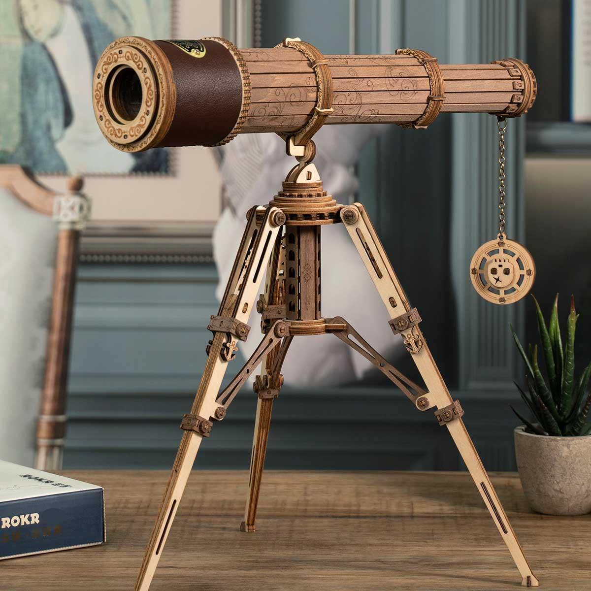 Puzzloria™ | Explorer's Collection - Wooden Globe & Monocular Telescope Set - Puzzloria