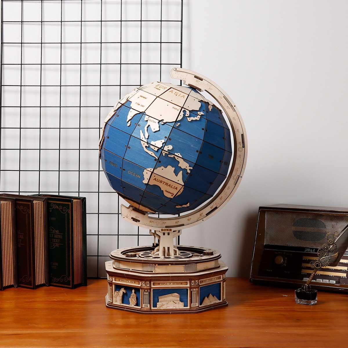 Puzzloria™ | Explorer's Collection - Wooden Globe & Monocular Telescope Set - Puzzloria