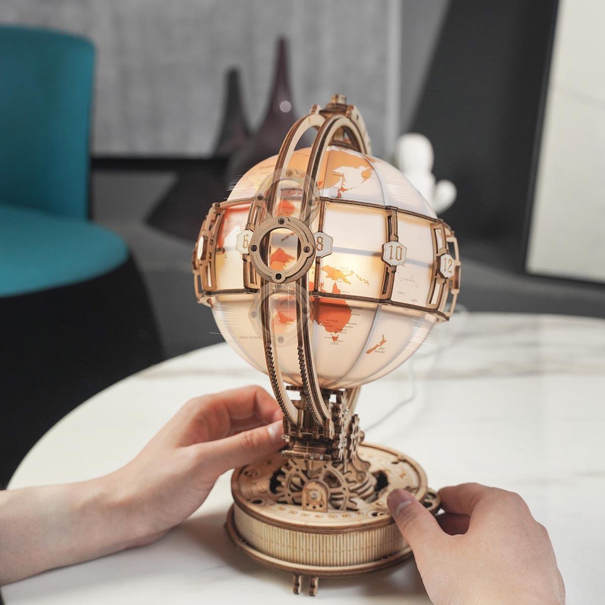 Puzzloria™ | Illuminated Globe 3D Wooden Puzzle - Puzzloria