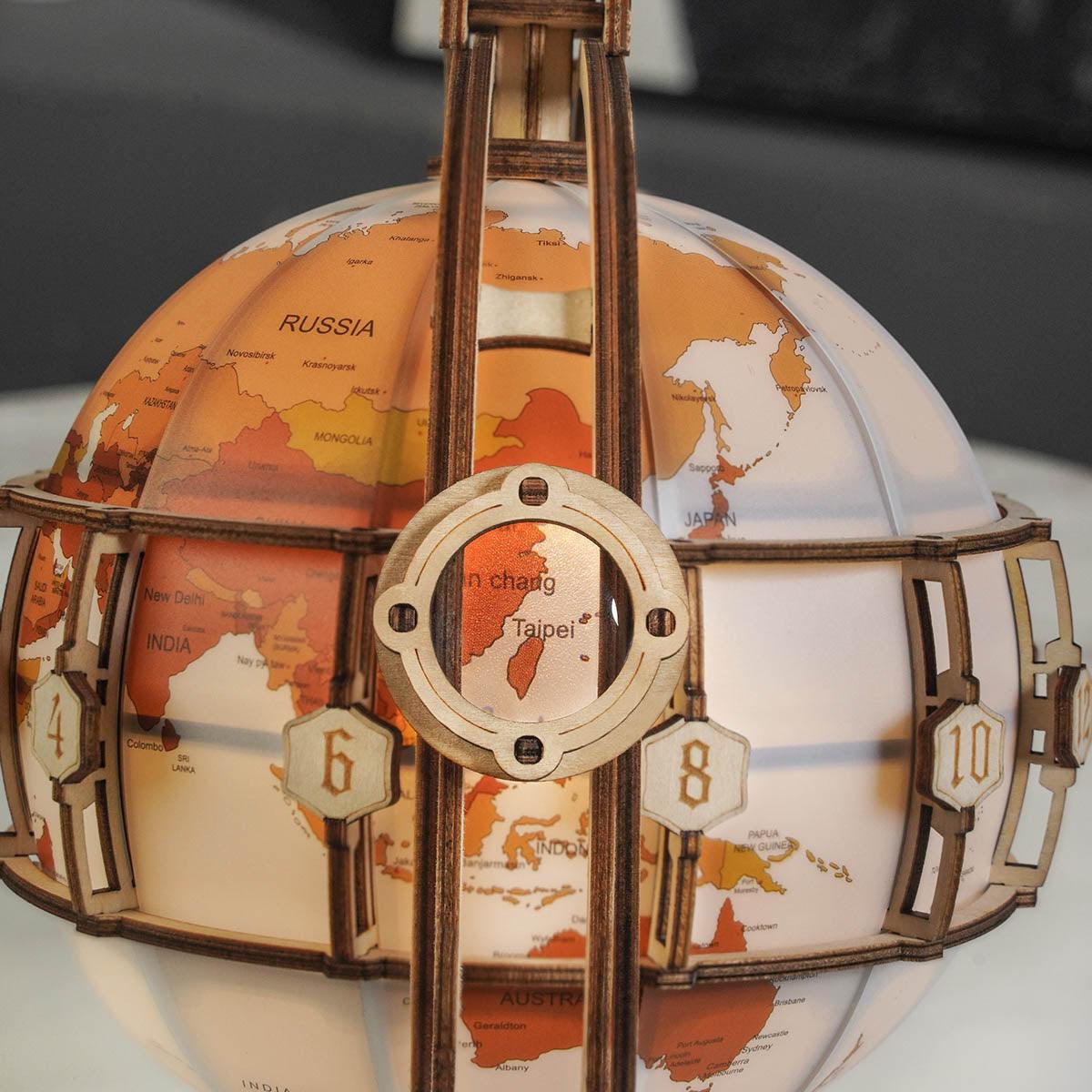 Puzzloria™ | Illuminated Globe 3D Wooden Puzzle - Puzzloria