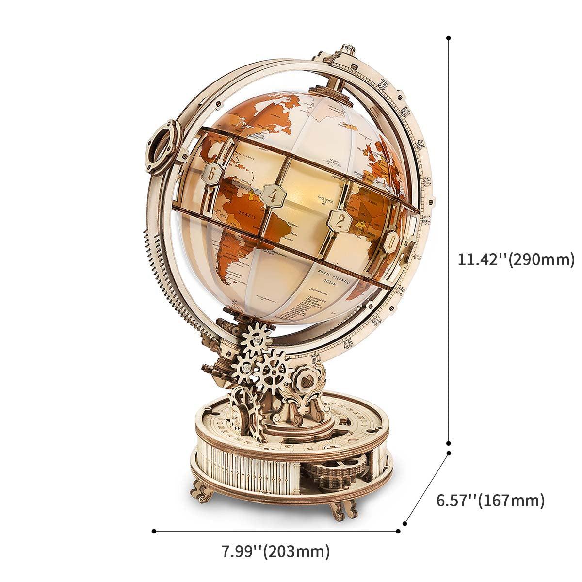 Puzzloria™ | Illuminated Globe 3D Wooden Puzzle - Puzzloria
