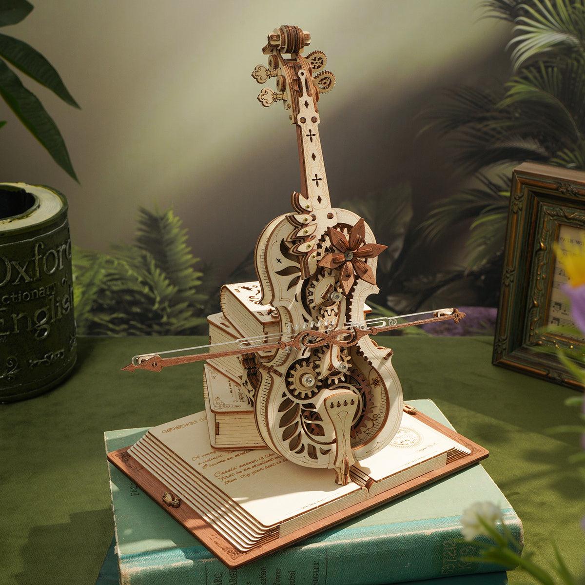 Puzzloria™ | Magic Cello Mechanical Music Box 3D Wooden Puzzle - Puzzloria