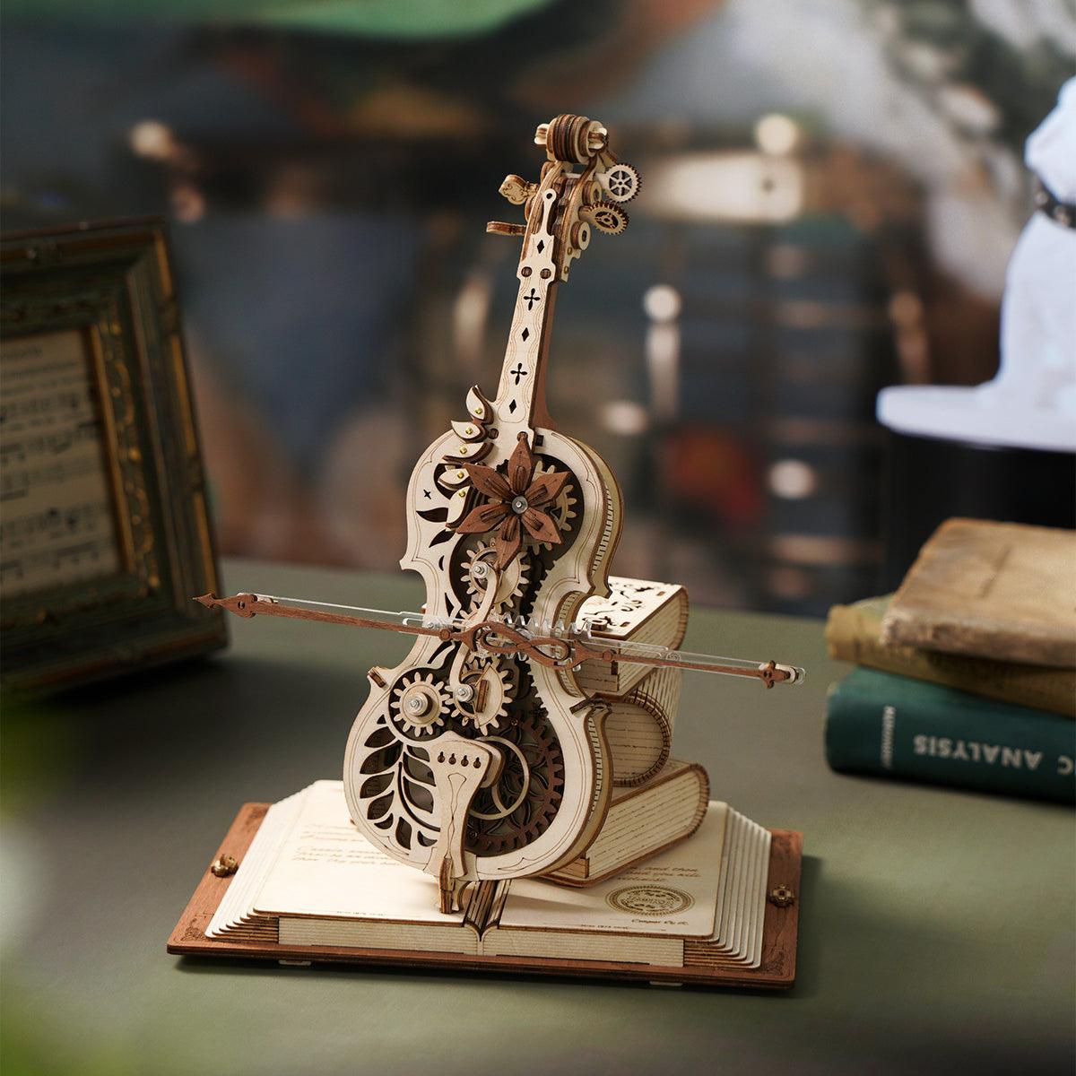 Puzzloria™ | Magic Cello Mechanical Music Box 3D Wooden Puzzle - Puzzloria