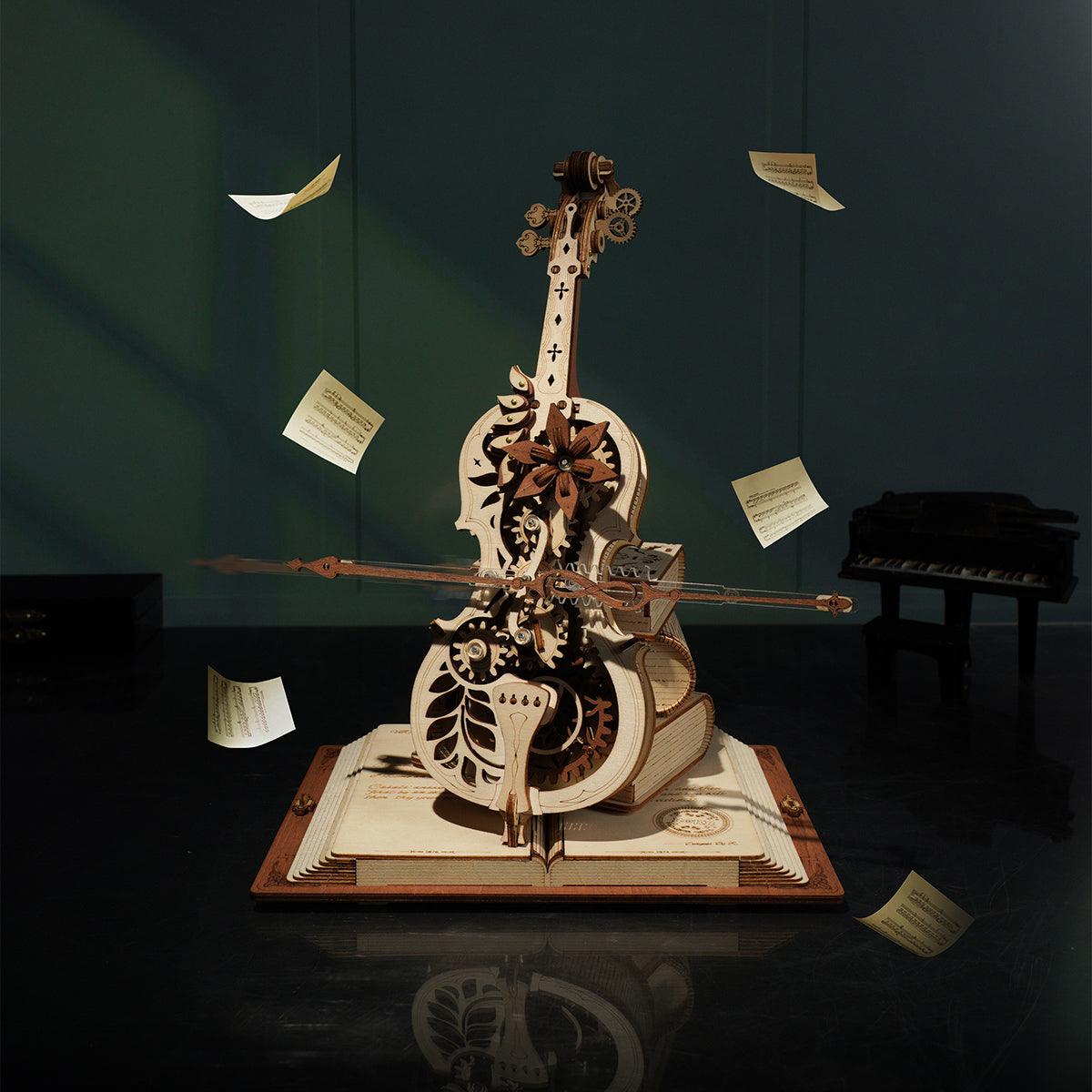 Puzzloria™ | Magic Cello Mechanical Music Box 3D Wooden Puzzle - Puzzloria