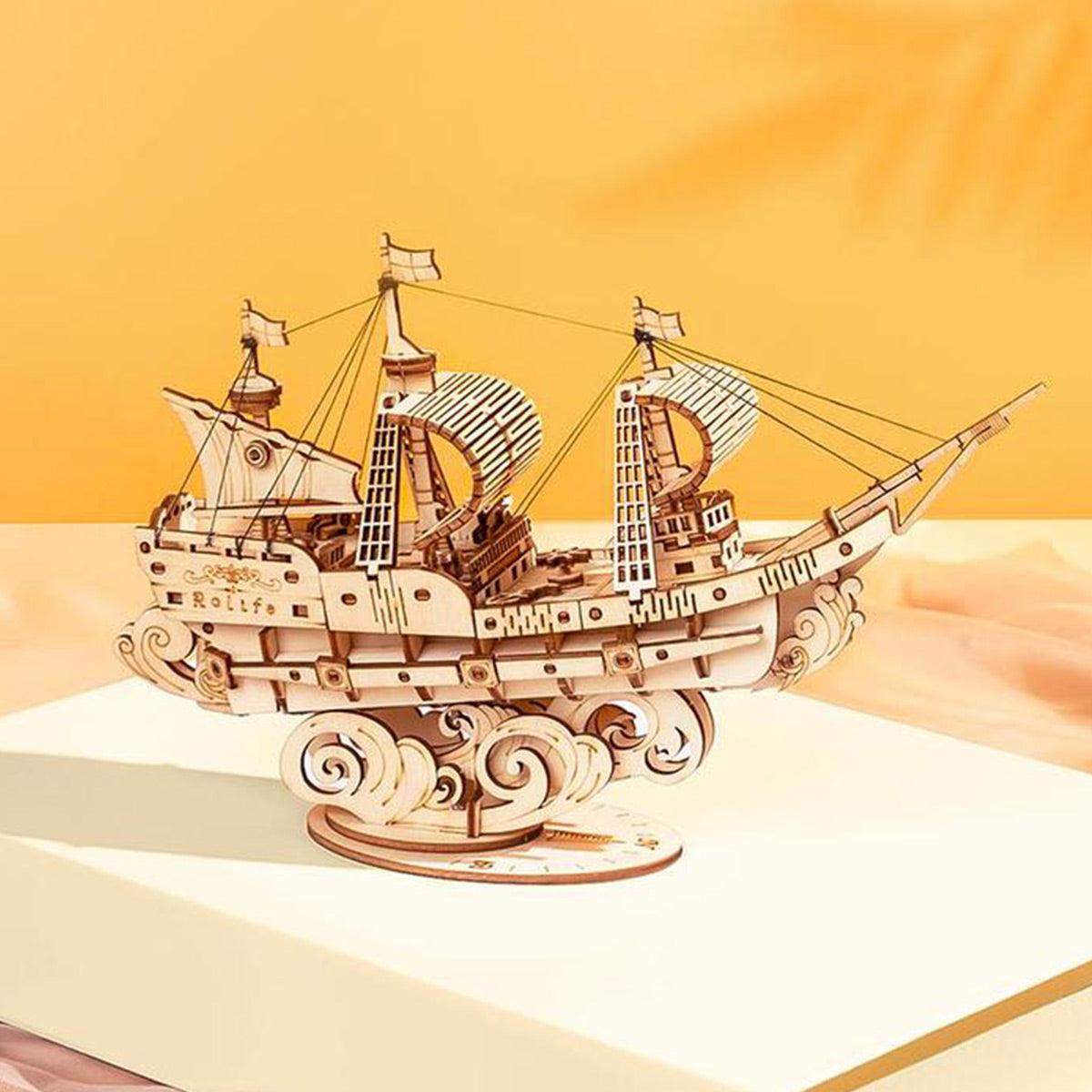 Puzzloria™ | Sailling Ship 3D Wooden Puzzle Decor - Puzzloria