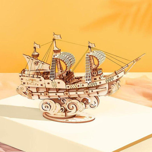 Puzzloria™ | Sailling Ship 3D Wooden Puzzle Decor - Puzzloria