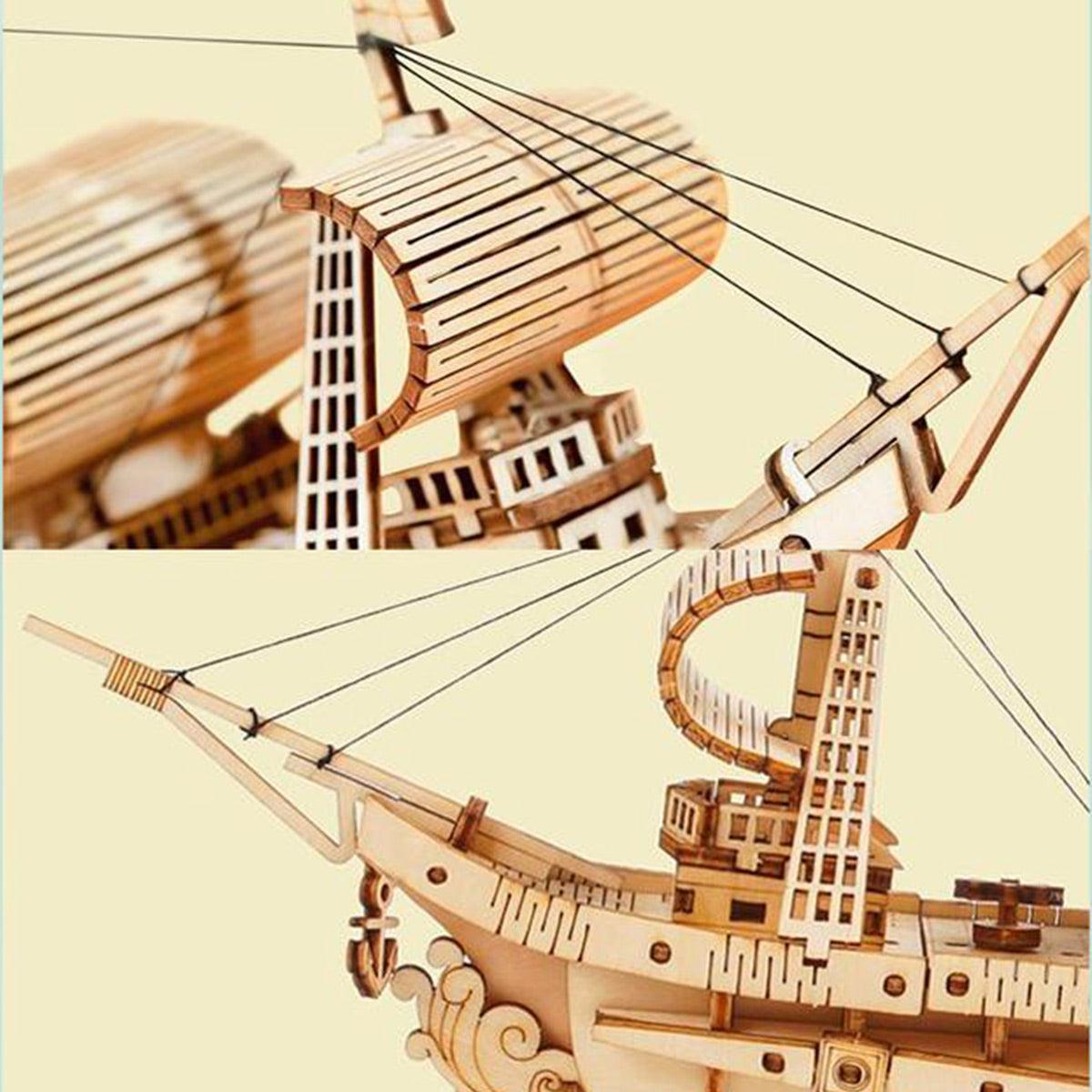 Puzzloria™ | Sailling Ship 3D Wooden Puzzle Decor - Puzzloria